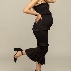 Pinkblush Black Ruffle Midi Dress